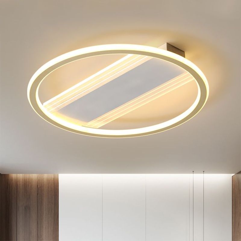 Chambre circulaire Flush Light Metallic LED moderniste Flush Mount Lampe en or, 16,5 "/20,5" Largeur