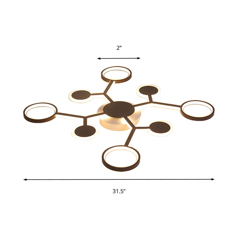 Modern Starburst Flush Lamp Acrylic 6/8/10 Lights Coffee Flush Mount Light in White/Warm Light