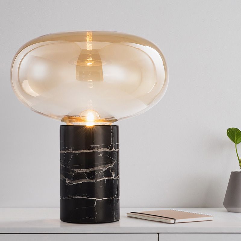 Ultra-modern Simplicity Oval Table Lamp Glass Nightstand Lamp for Bedroom
