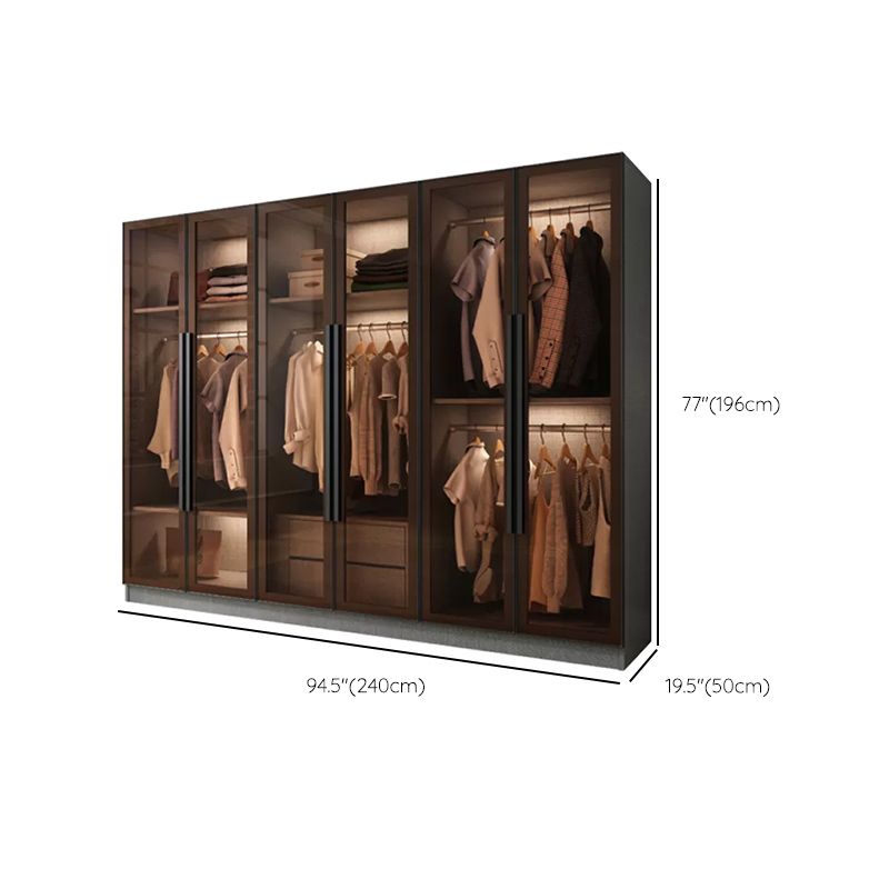 Modern Wardrobe Cabinet Glass and Engineered Wood Wardrobe Closet