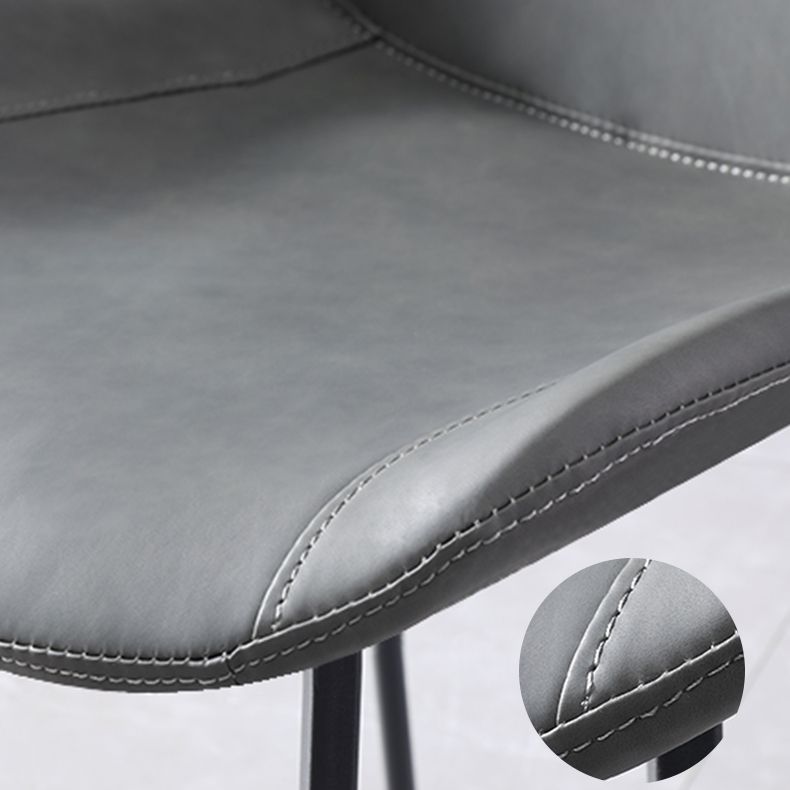 Contemporary Home Leather Side Chair Matte Finish Solid Back Dining Chair