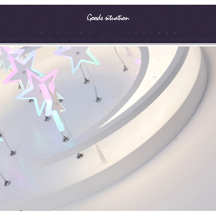 Moon And Star Flush Light 1 Light Acrylic Modern Flush Mount Ceiling Light Fixtures for Girls Bedroom