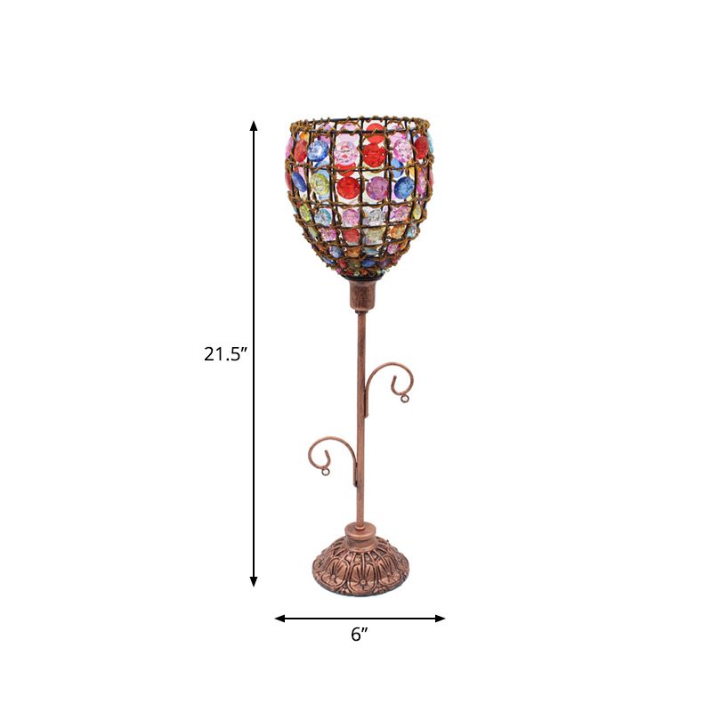 Luz de campanilla de cuentas de acrílico/estrella/cono nocturno marroquí 1 iluminación de mesa de dormitorio ligero con tapa abierta en cobre