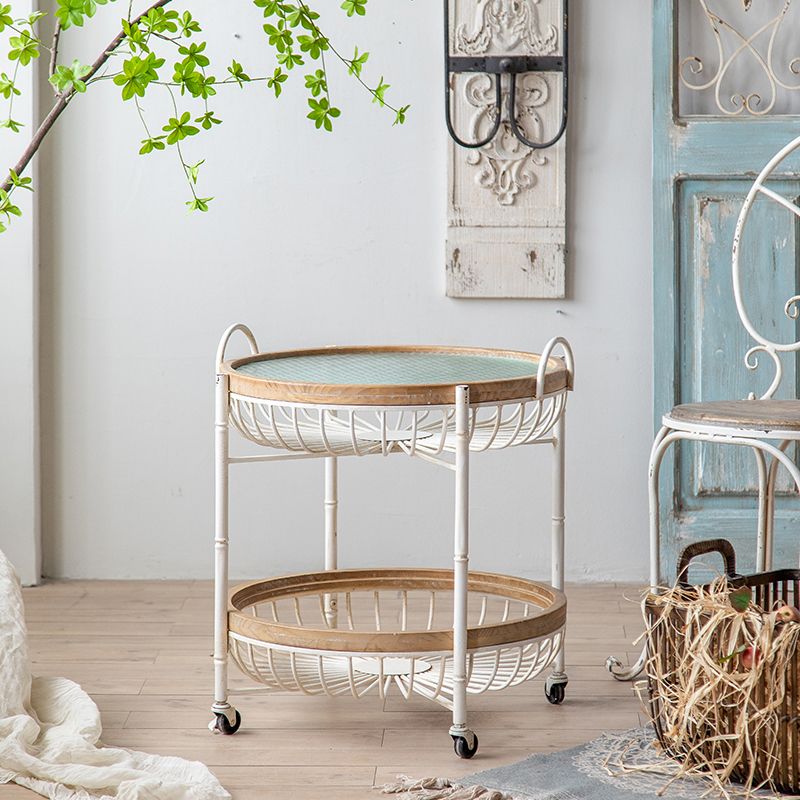 Metal Cross Legs End Table White Glass Top Accent Side Table