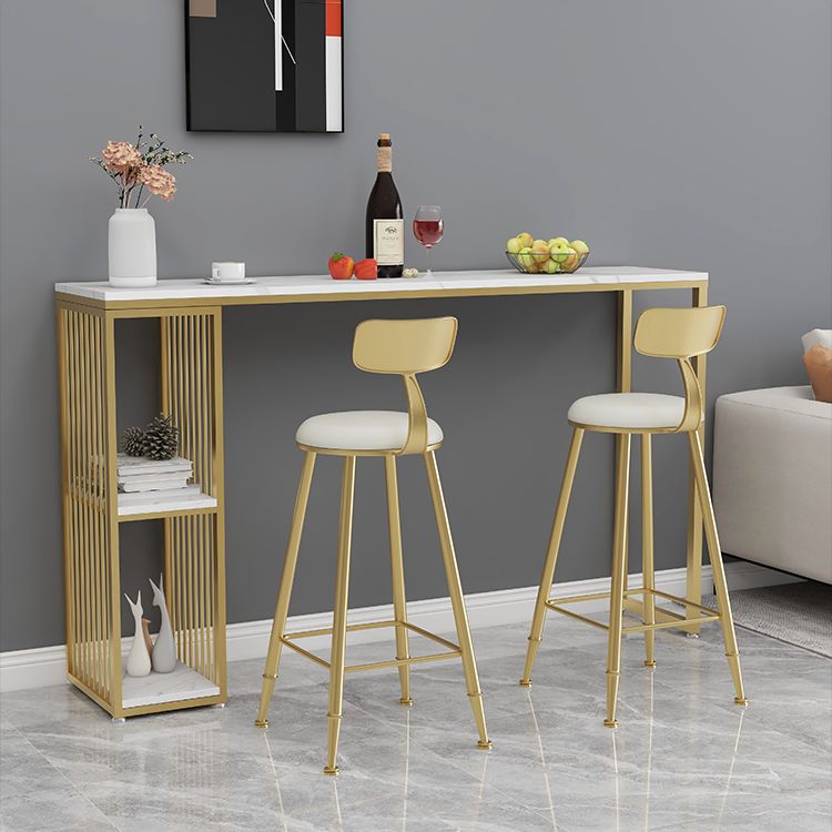 1/2/3 Pieces Bar Table Set Modern Rectangle Sintered Stone Bar Table with Low Back Stools