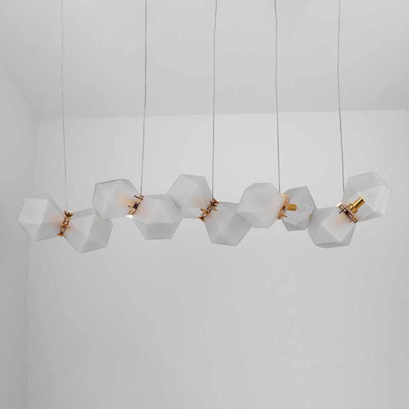 Frosted Glass Island Beleuchtung künstlerischer Esszimmer Suspension Licht in Gold