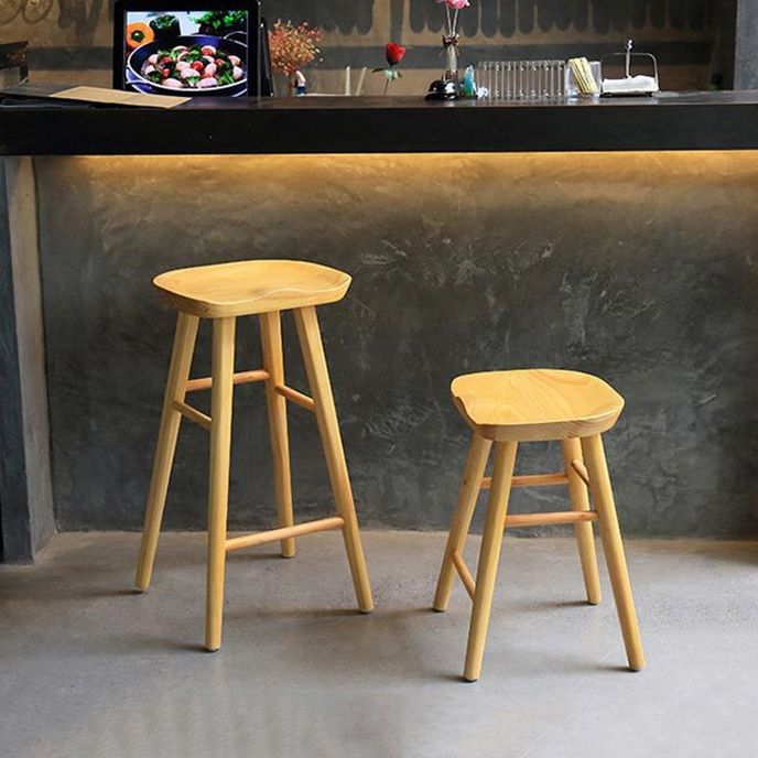 Contemporary Rectangle Bar and Counter Stool Wood Stool with 4 Legs