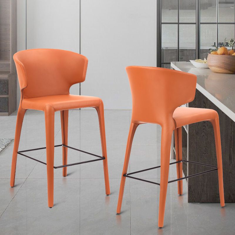 Modern Style Square Seat Barstool PU Leather Counter Bar Stool with Metal Legs