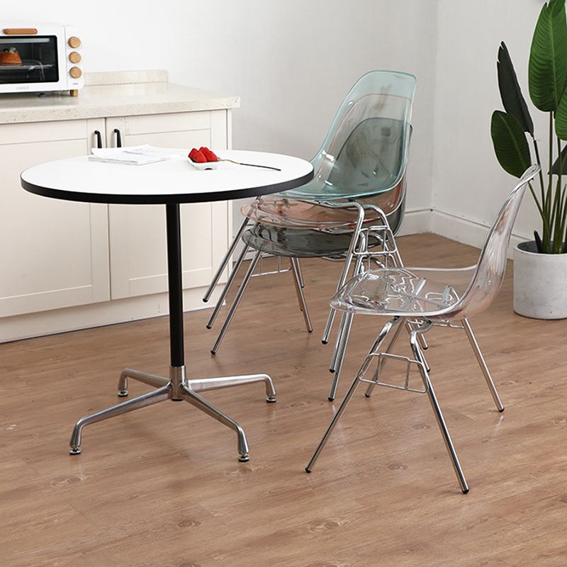 Stackable Armless Dining Chairs Solid Back Side Chairs with Metal Legs