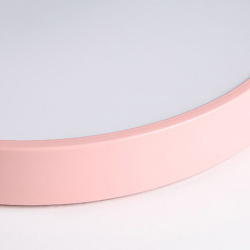 Round Shape LED Ceiling Lamp Macaroon Simple Style Iron 1 Light Flush Mount for Aisle