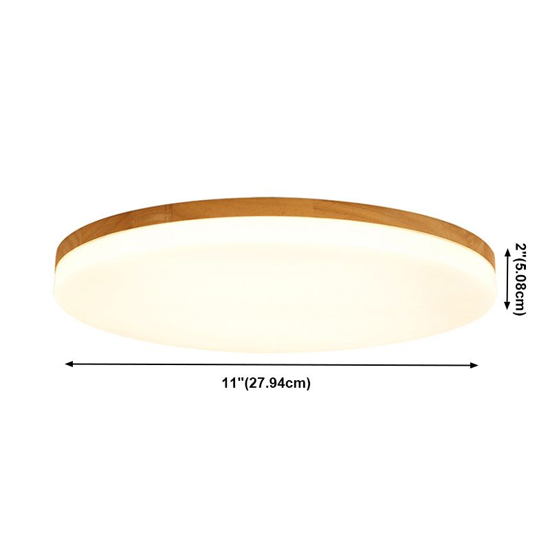LED-plafondlamp met ronde vorm, modern hout, 1 licht, inbouw voor gangpad-eetkamer