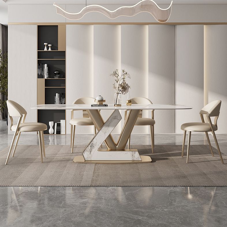 1/2/5/7/9 Pieces Dining Chairs Set  Sintered Stone Dining Table Set Rectangle Table