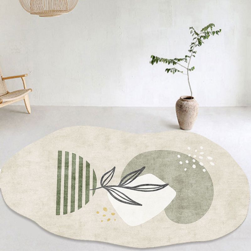 Green Modern Carpet Polyester Color Block Carpet Washable Carpet for Sitting Room