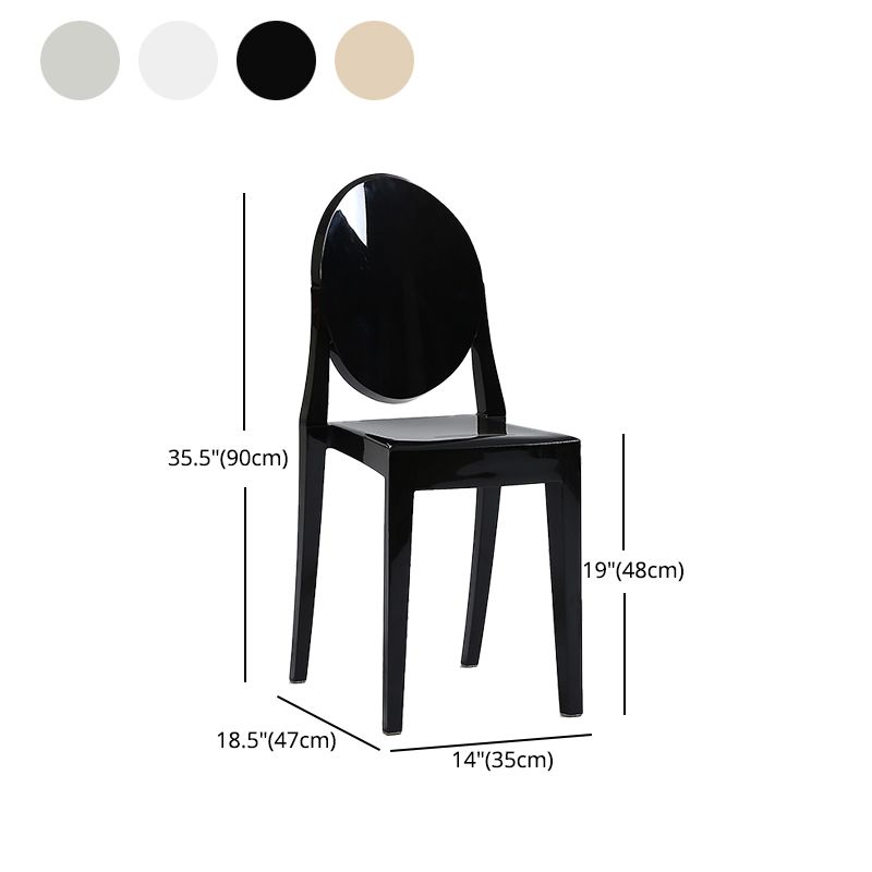Silla de comedor de plástico sin brazos, sillas laterales de comedor con respaldo abierto para el hogar (juego de 4)