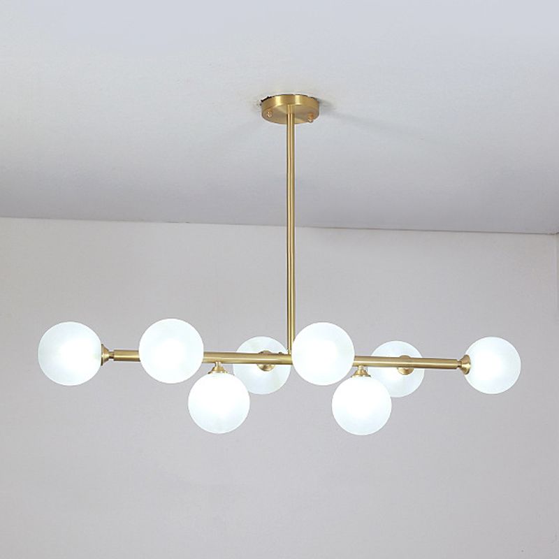 8-Lights Linear Hanging Ceiling Light Modern Glass Hanging Lamp Kit