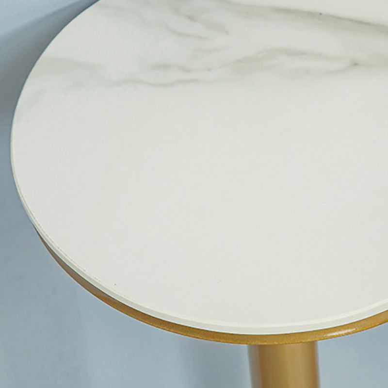 Glam Style Gold Metal Bar Table 21.6"W Top Marble Indoor Bistro Table