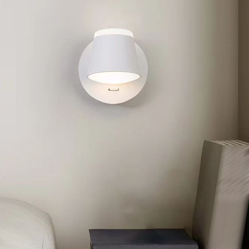 Modern Metal Wall Sconce LED Wall Light with Aluminum Shade in Black and White for Bedroom