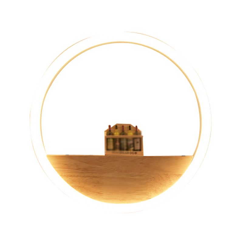 Moderner Wandleuchte runde Form Holz 1-Licht-Wandhalterung Licht