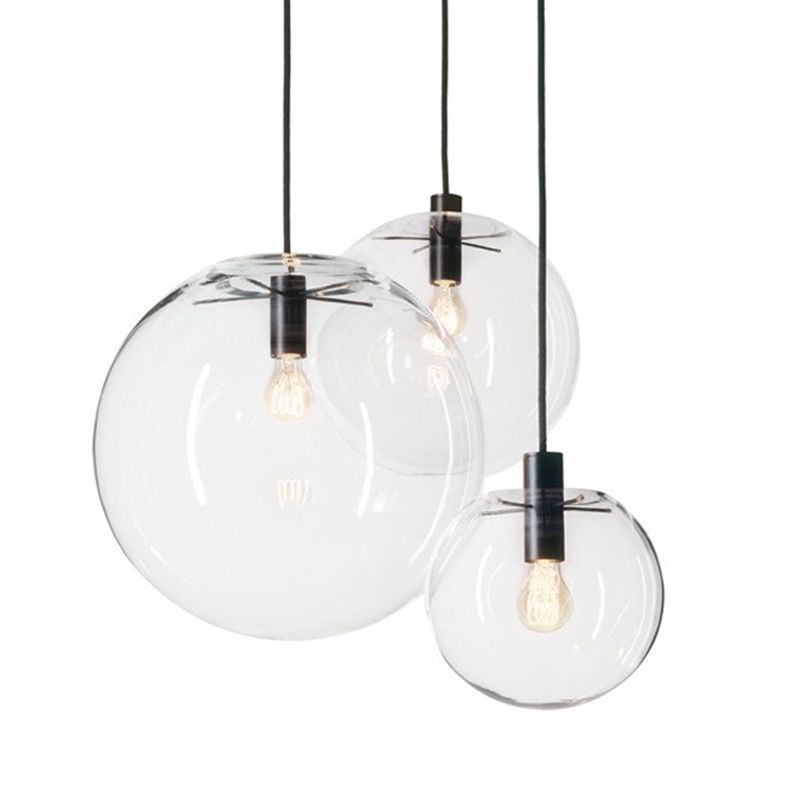 Minimalist Style Globe Ceiling Pendant Light Glass Dinning Room Hanging Pendant Light