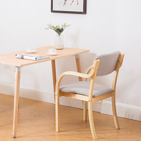 Fabric Arm Chair Solid Wood Open Back Dining Chair in Natural