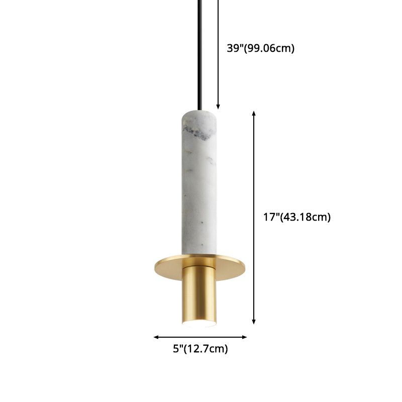 Simplicity Style Hanging Pendant Light Cylinder Pendant Lighting Fixture with Stone Shade