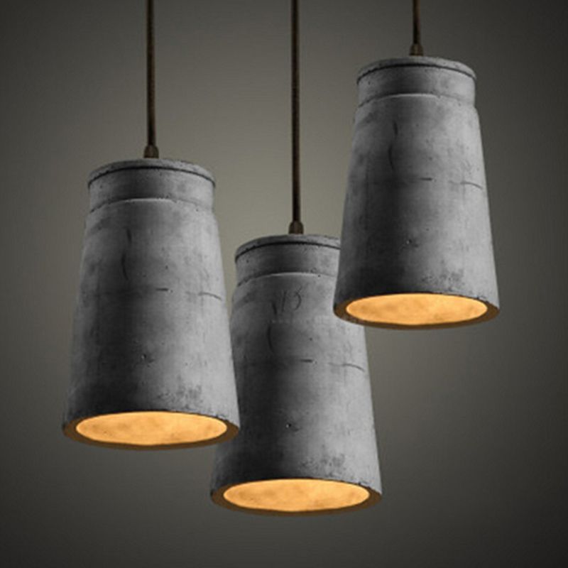 Grijze geometrische hanger lamp Minimalistisch 1-licht cementophanglicht voor eetkamer