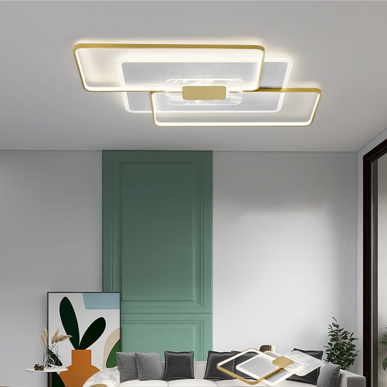 Luz de techo LED de geometría dorada, diseño de plumas, luz de montaje empotrada contemporánea