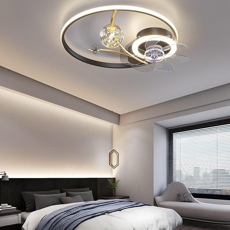 Multi Light Ceiling Fan Lighting Modern Style Metal Ceiling Fan Light for Bedroom