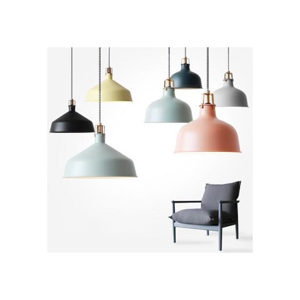 8,5 "/13" W gewölbte Metallanhänger Beleuchtung Industrial Style 1 Light Ess Room Hanging Lamp mit verstellbarer Kabel in Grau/Rosa