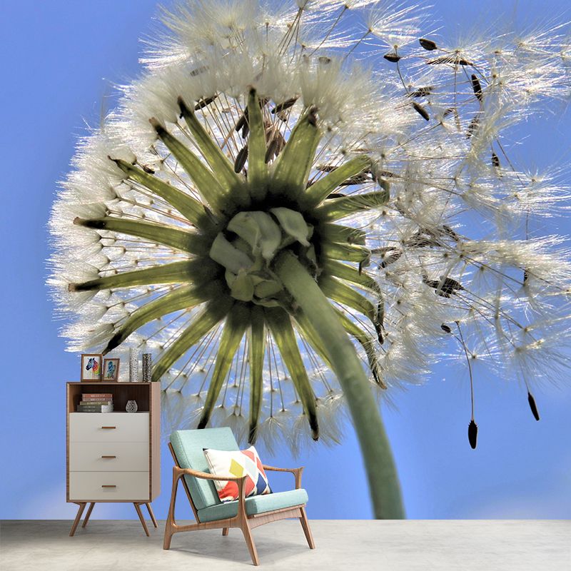 White Dandelion Plant Mural Wallpaper Moisture-Resistant Wall Covering for Home