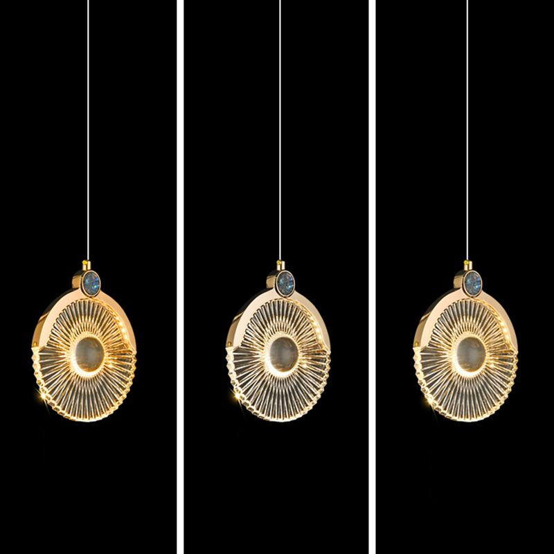 Round Shape Metal Pendant Lights Contemporary Style Hanging Lamps
