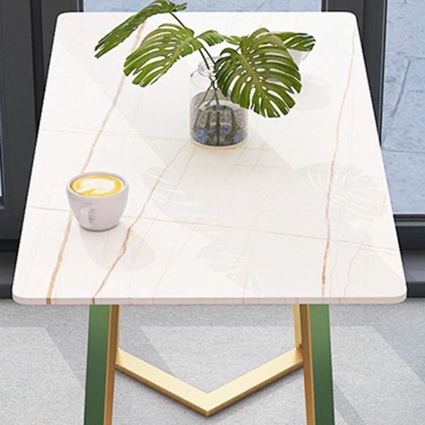 Traditional Luxury Dining Room Table Sintered Stone Table with Gold Metal Base