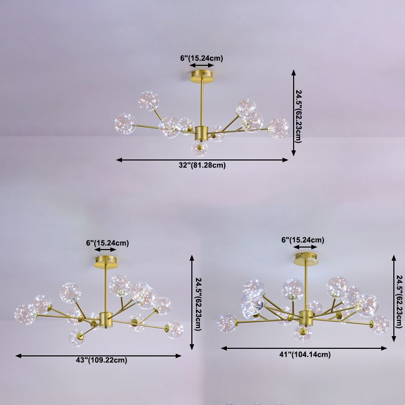 Contemporary Sphere Chandelier Lights Glass Pendant Light in Gold