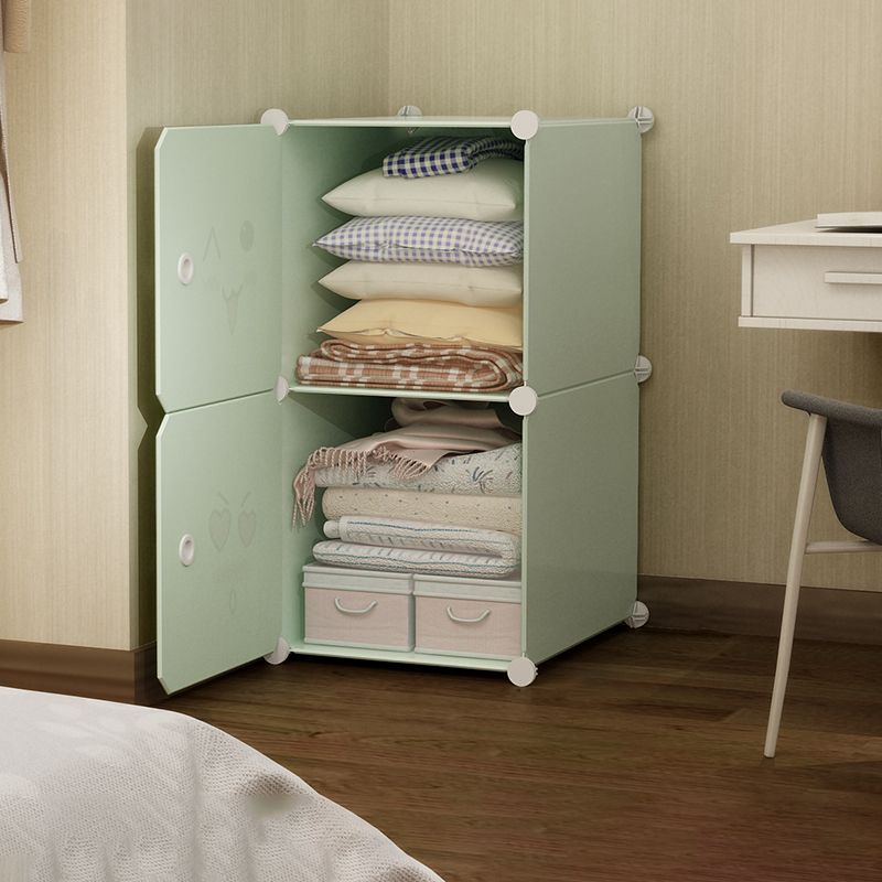 Modern Style Wardrobe Green Colour Plastic Bedroom Wardrobe Closet