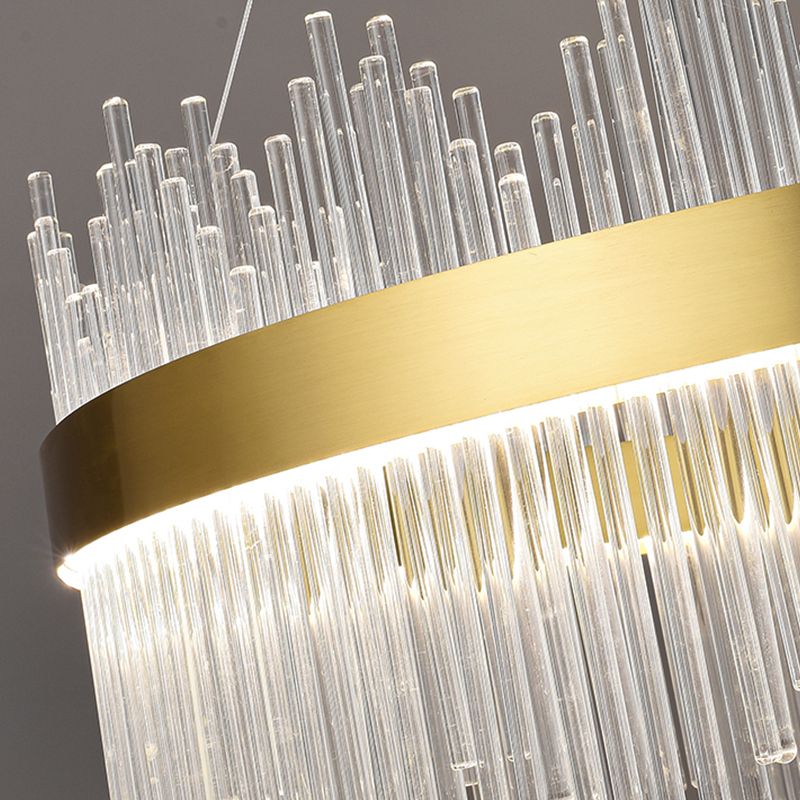 Candelera colgante de forma de rueda Crystal de estilo contemporáneo 1 Luz de lámpara de luz en oro