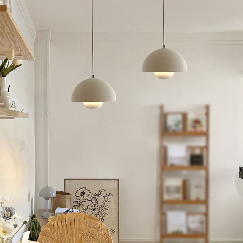 Macaron Style Hanging Light Fixture 1-Light Pendant Lamp with Aluminum Shade