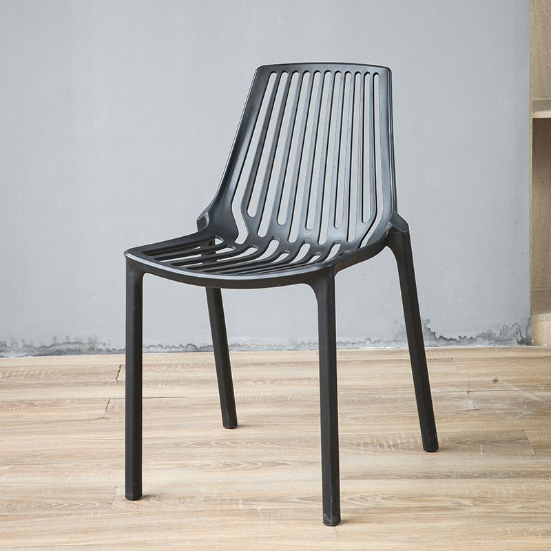 Nordic Style Armless Side Chairs Plastic Chair with 4 Legs for Home Use
