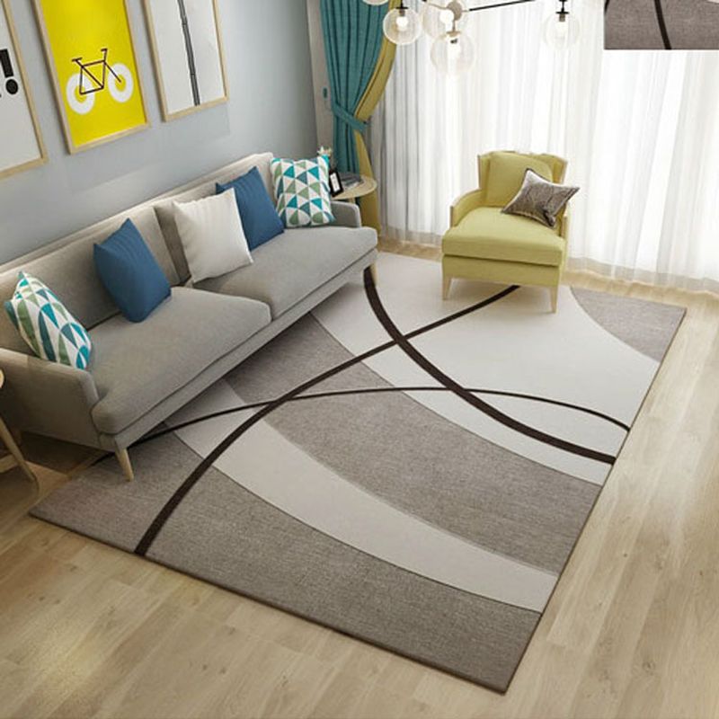 Relaxing Stripe Printed Rug Multi Colored Polypropylene Carpet Non-Slip Backing Washable Indoor Rug for Bedroom