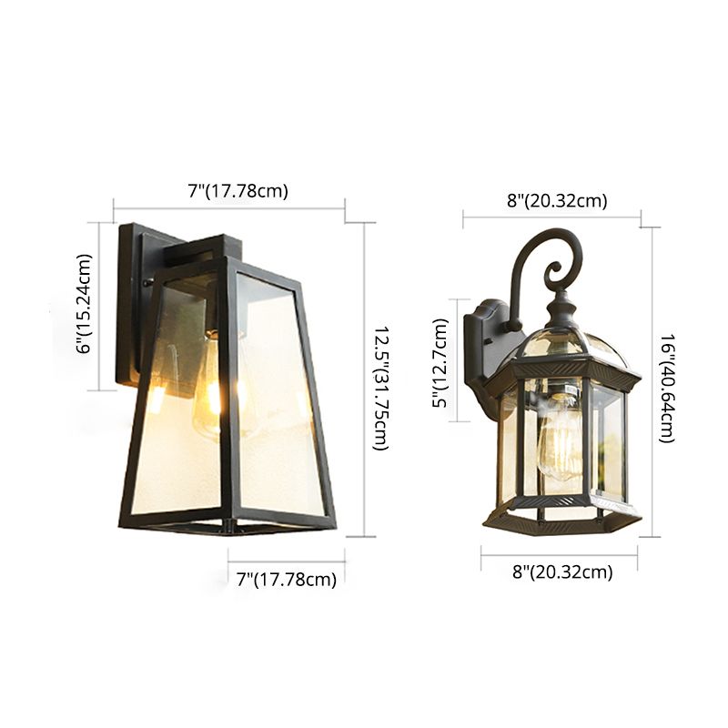 1-Light Rectangular Wall Sconce Modern Simple Style Glass Wall Lighting in Black