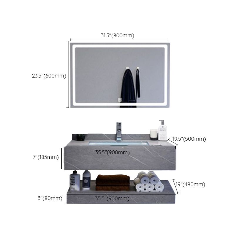 Modern Sink Vanity Wall Mounted Standard Bathroom Vanity with Mirror