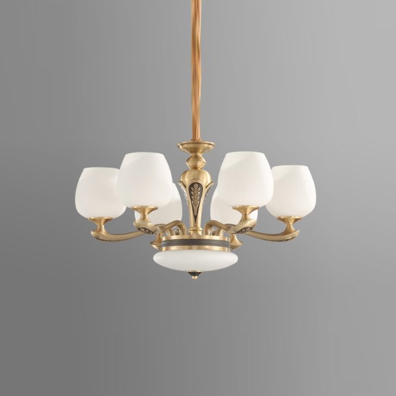 American Style Chandelier Gold Multi Head Glass Hanging Light for Restaurant