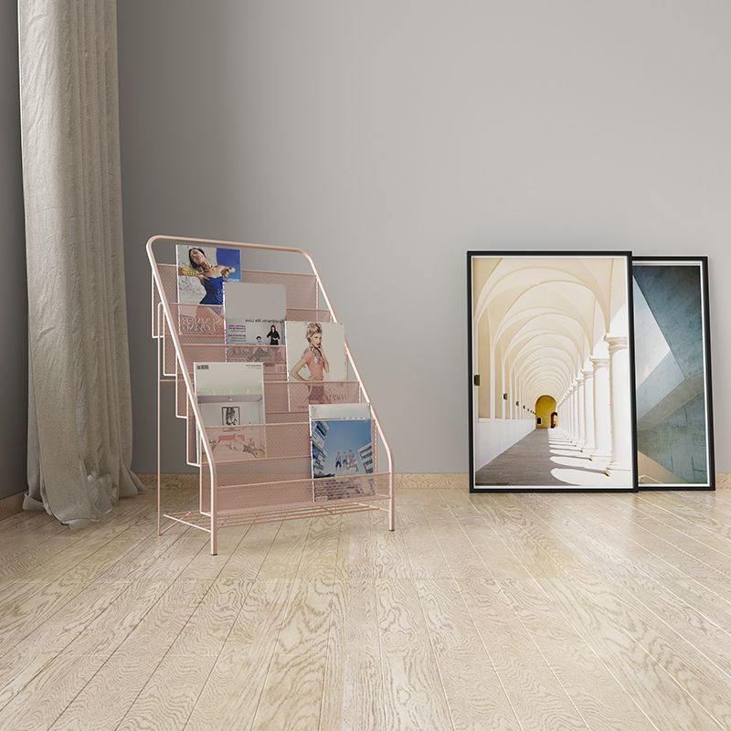 Closed Back Iron Ladder Bookshelf Contemporary Vertical Bookcase