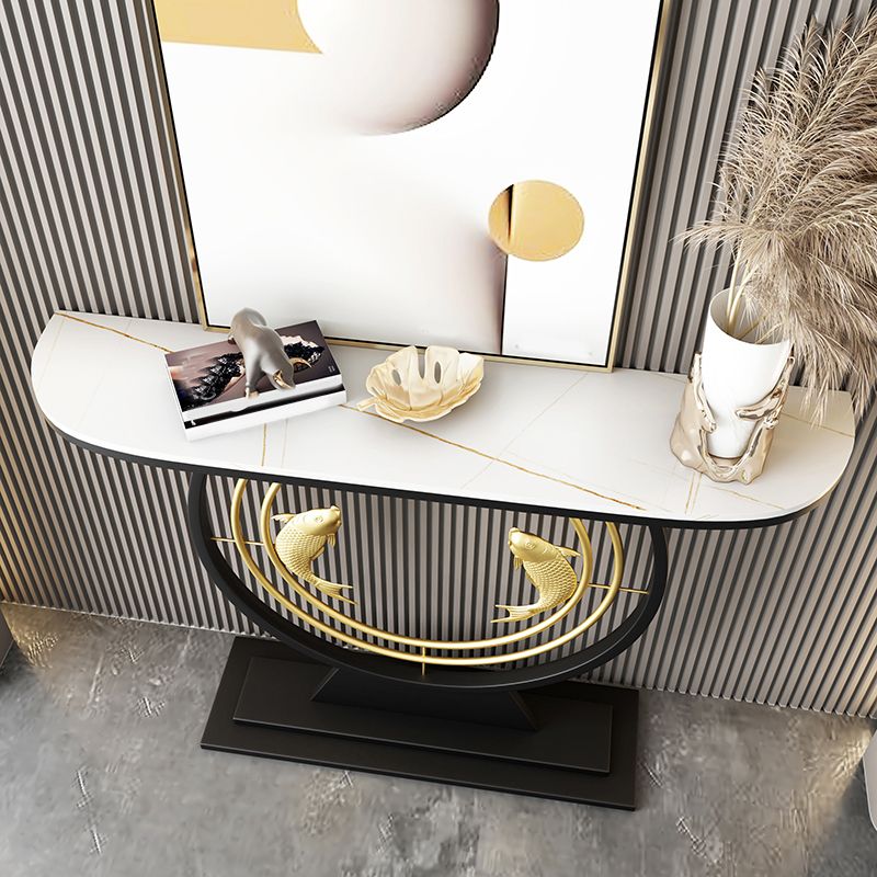 Contemporary Stone Console Table Stain Resistant Console Sofa Table for Hall