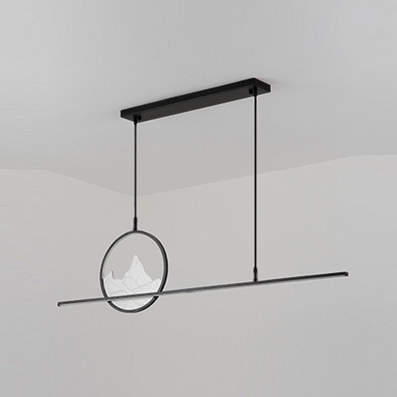 Modern Style Linear Shape Island Lighting Ideas Metal 2 Light Island Pendants in Black