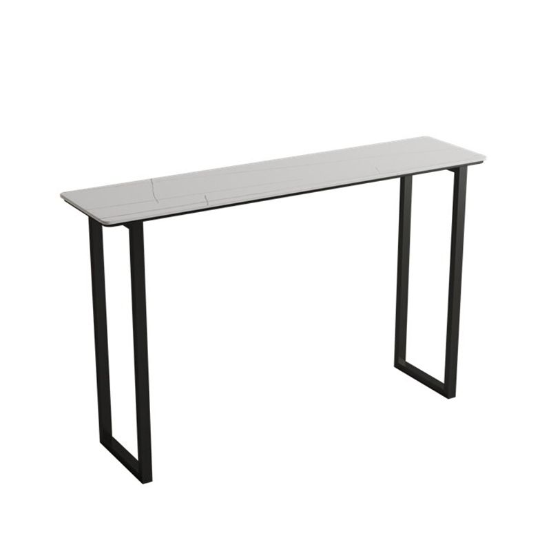 Modern Bar Wine Table Sled Indoor Rectangle Faux Marble Counter Height Table in White