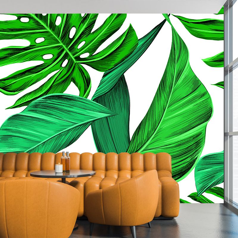 Mildew Resistant Ornamental Wall Mural Tropical Botanical Leaves Wall Covering for Accent Wall