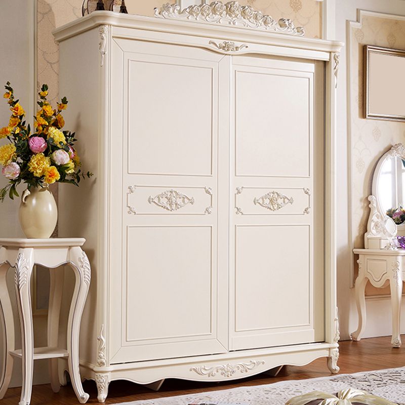 Modern Style White Wardrobe Cabinet Wood Clothes Rail Wardrobe Armoire