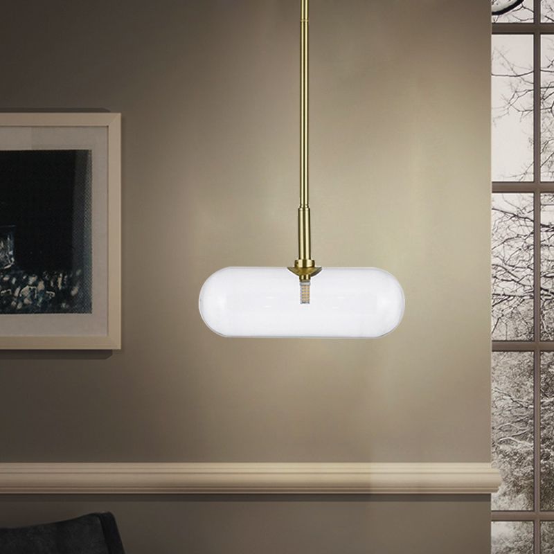 Minimalist Capsule Clear Glass Pendant Single-Bulb Suspended Lighting Fixture in Gold