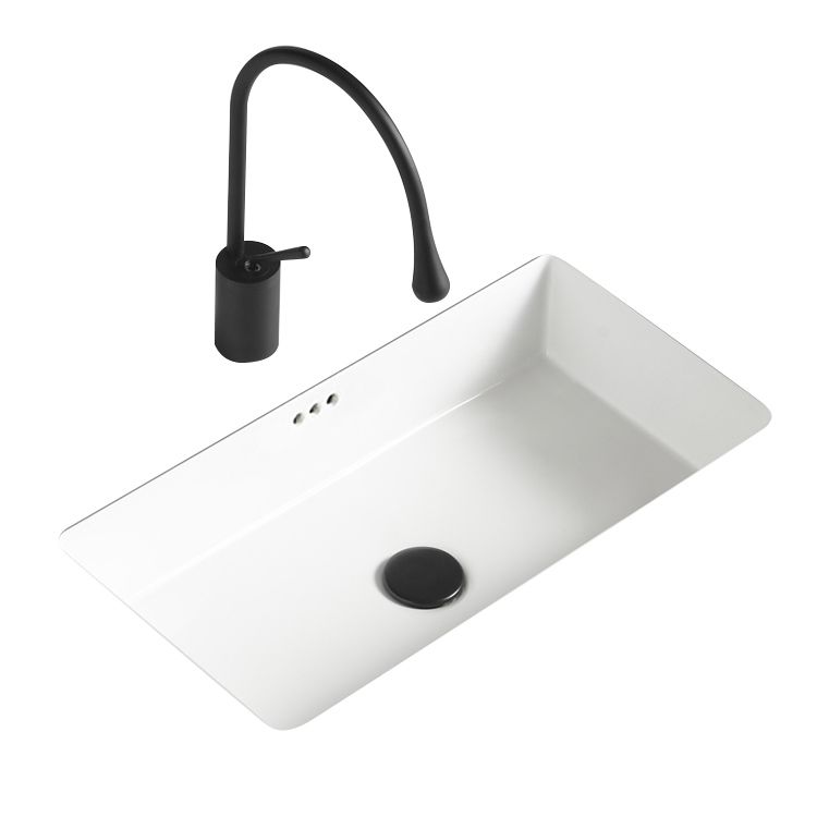 Traditional Undermount Vanity Sink Rectangular with Overflow and Drain Assembly Vessel