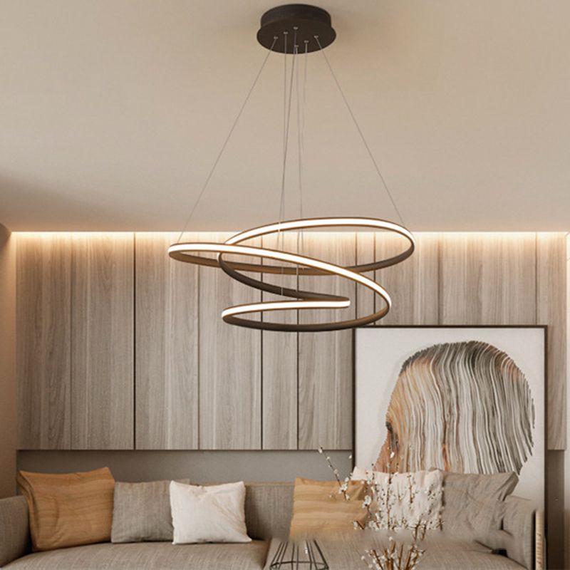 Twisted Ceiling Pendant Light Contemporary Style LED Metal Hanging Chandelier